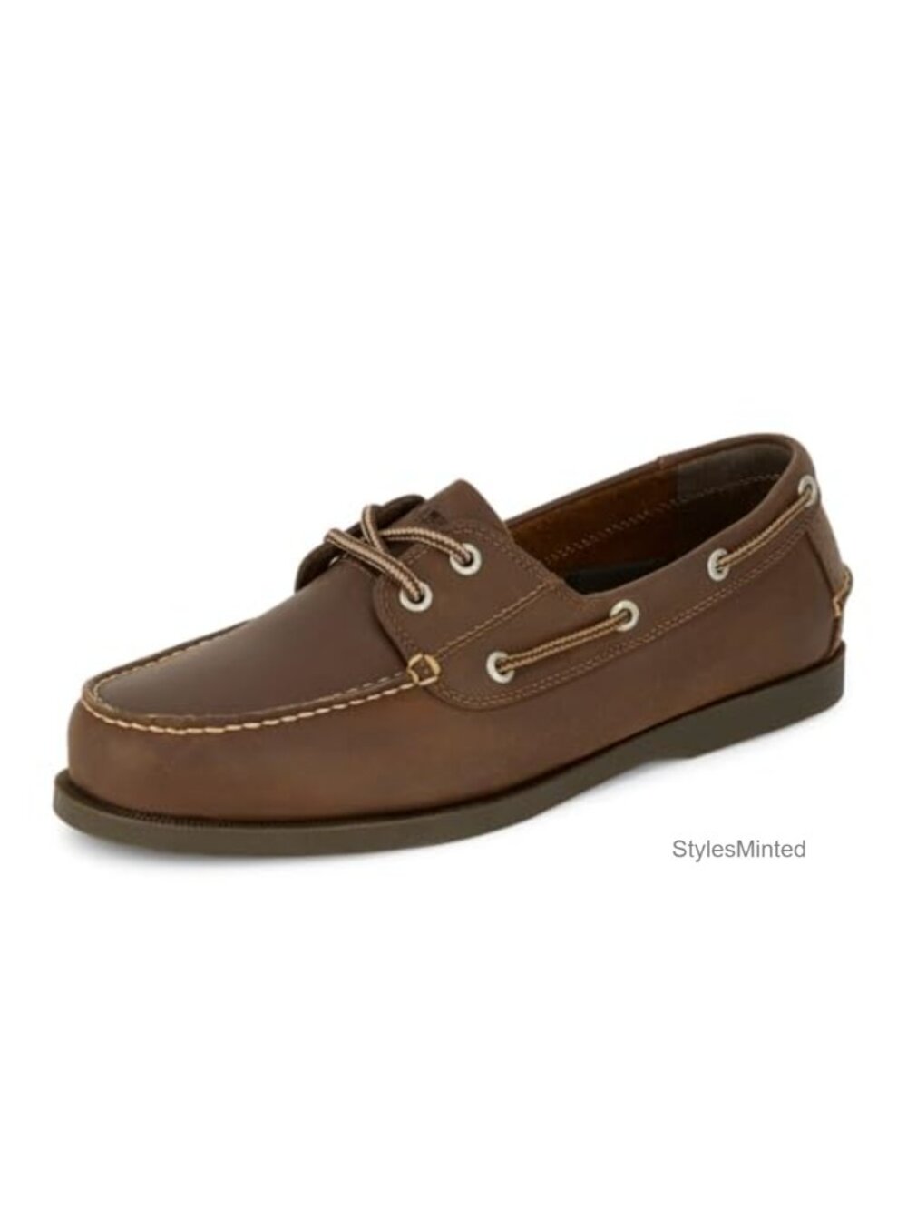 Mens Classic Leather Boat Shoe Handsewn Cushioned Lace-Up Casual